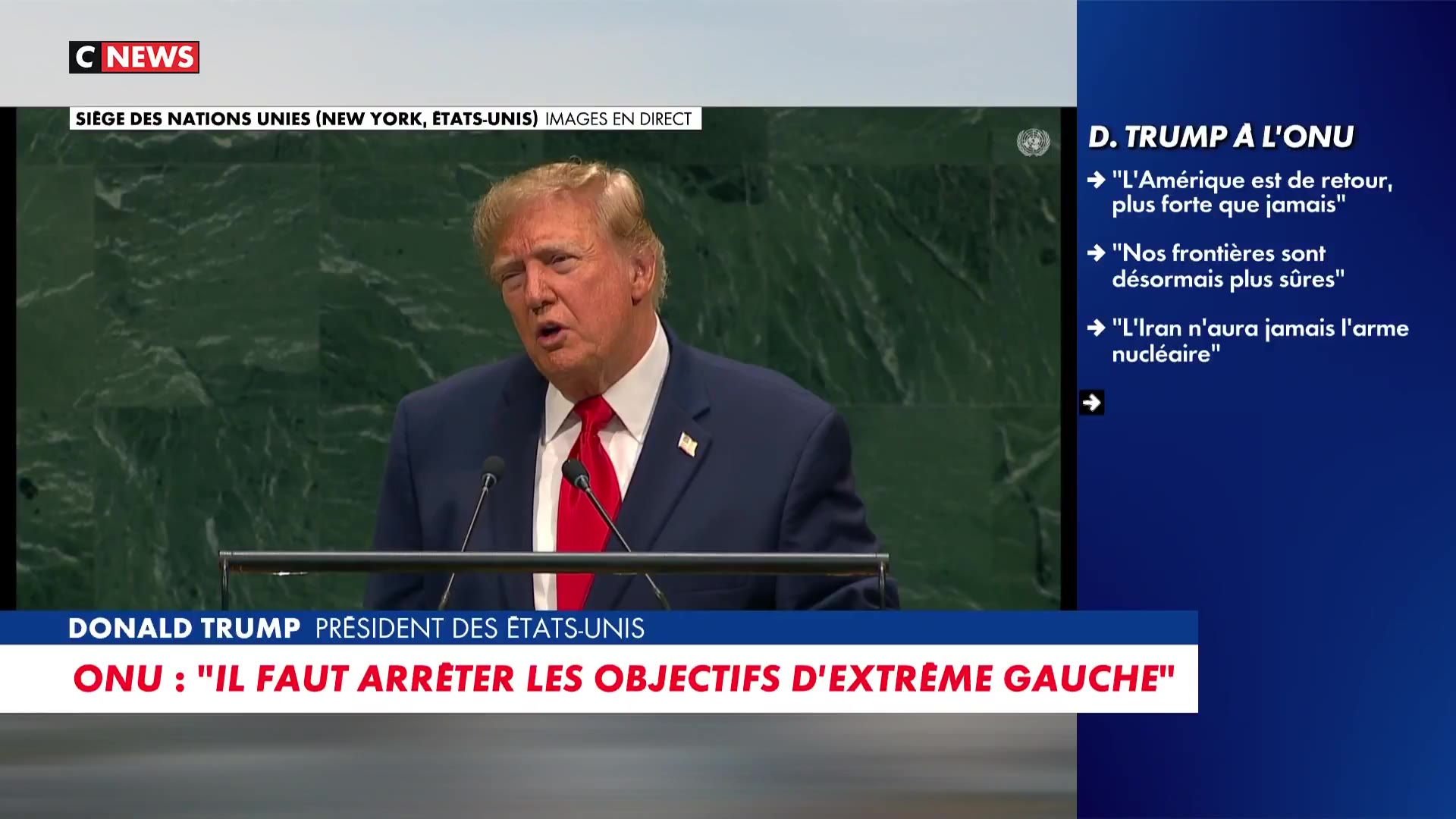Trump à l'ONU : « L'immigration de masse détruit les plus grandes cultures » — le passage choisi par CNEWS, à l'heure où l'anglophonie parle guerre